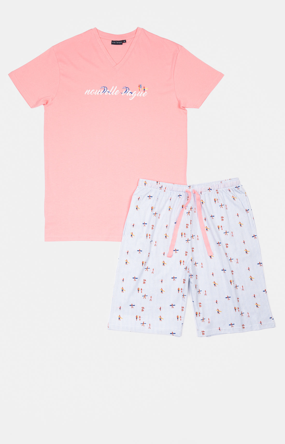Pyjashort Homme Surf Bleu et Rose 3