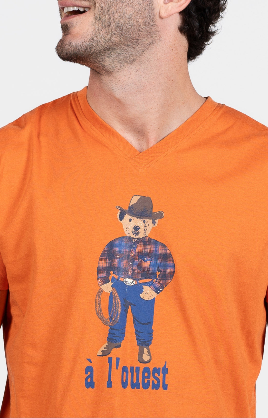 Pyjashort Homme Cowboy Gris et Orange 2