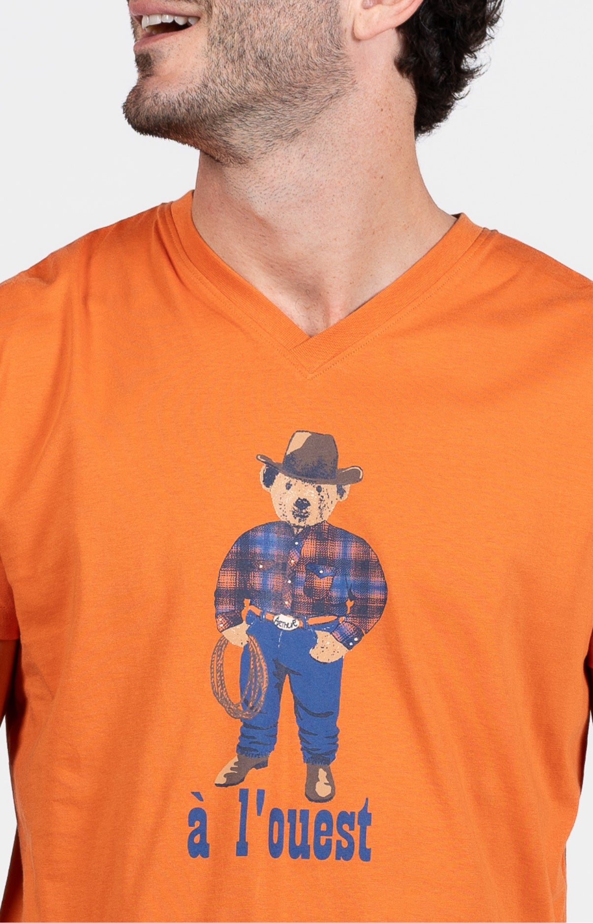 Pyjashort Homme Cowboy Gris et Orange 2