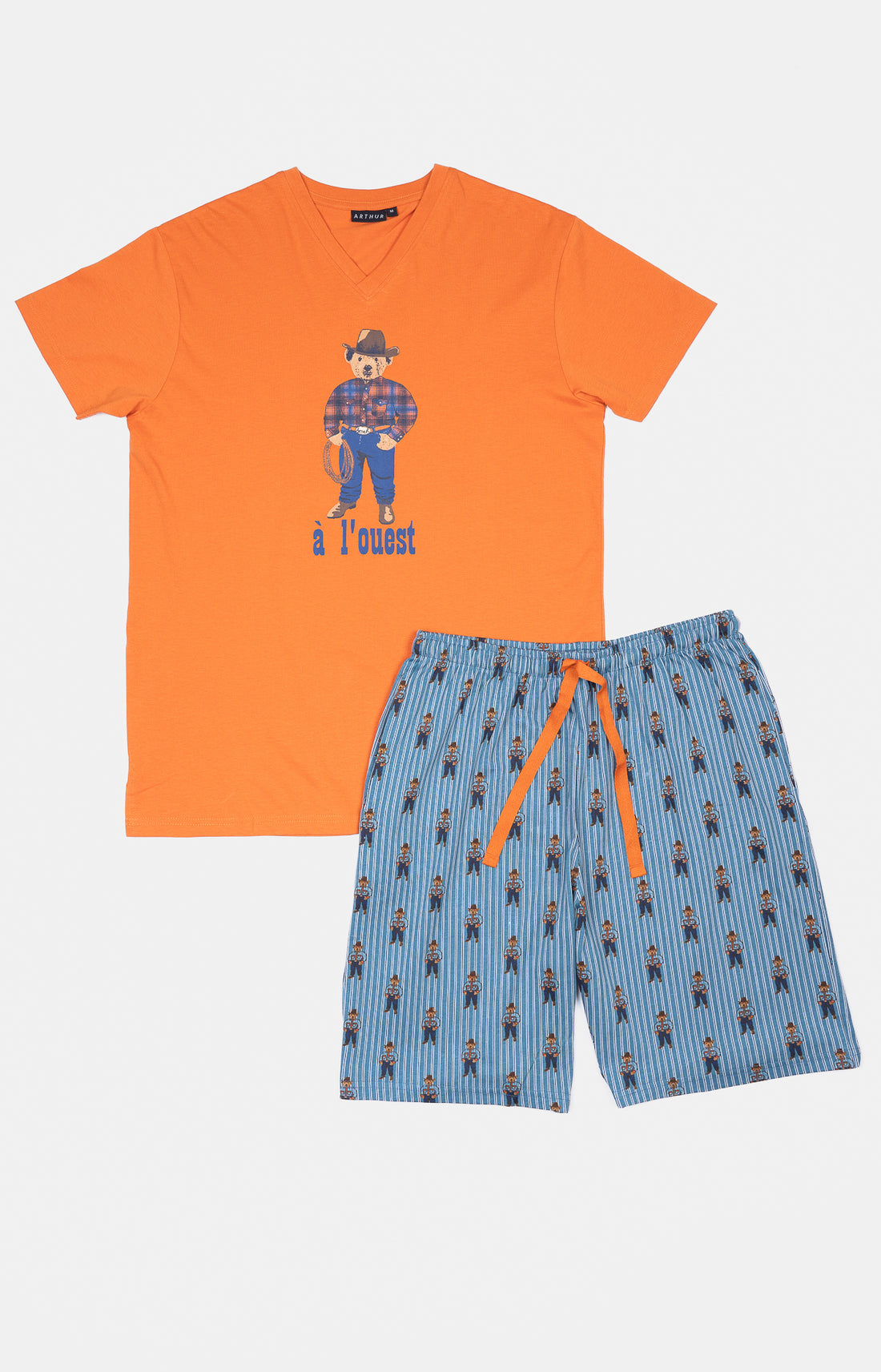 Pyjashort Homme Cowboy Gris et Orange 3