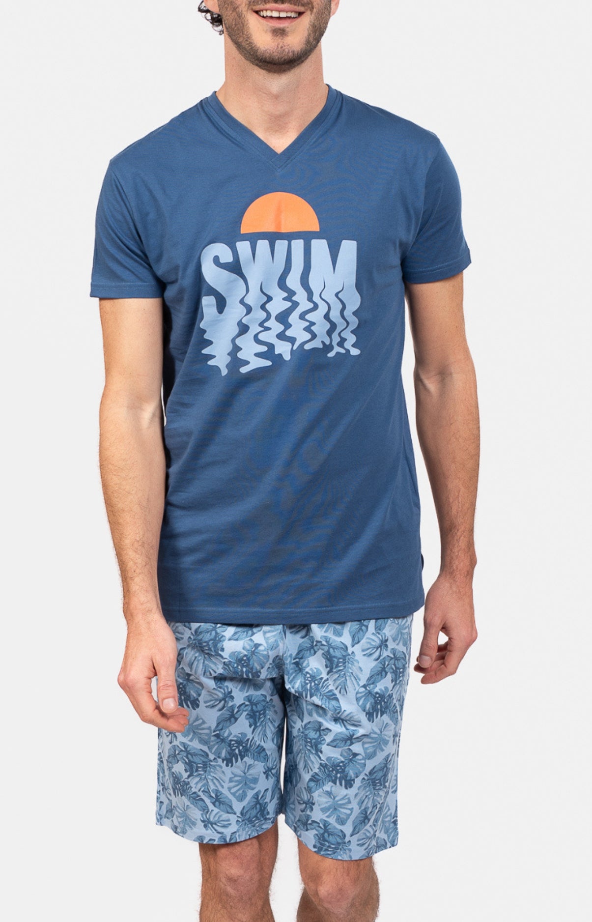 Pyjashort Palmier Bleu Homme 1