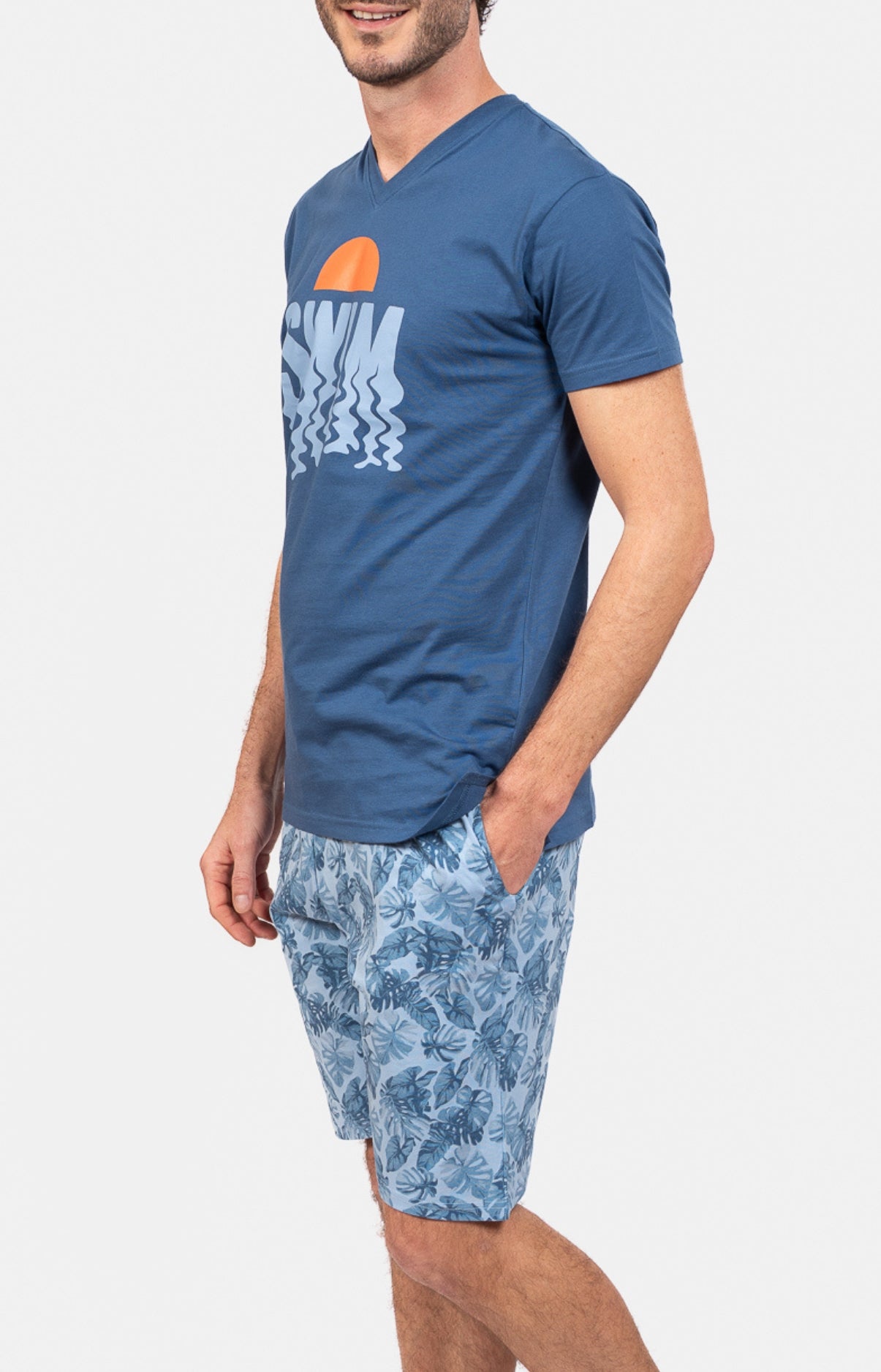 Pyjashort Palmier Bleu Homme 5