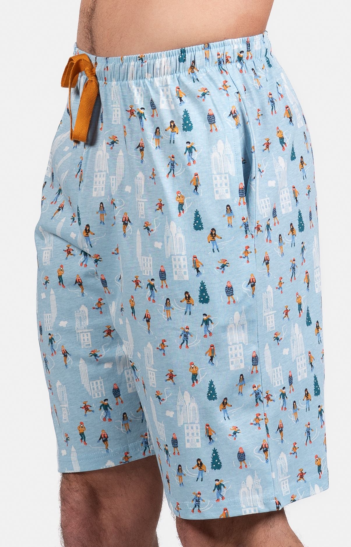 Pyjashort Homme Matin à glace Bleu et Jaune 4