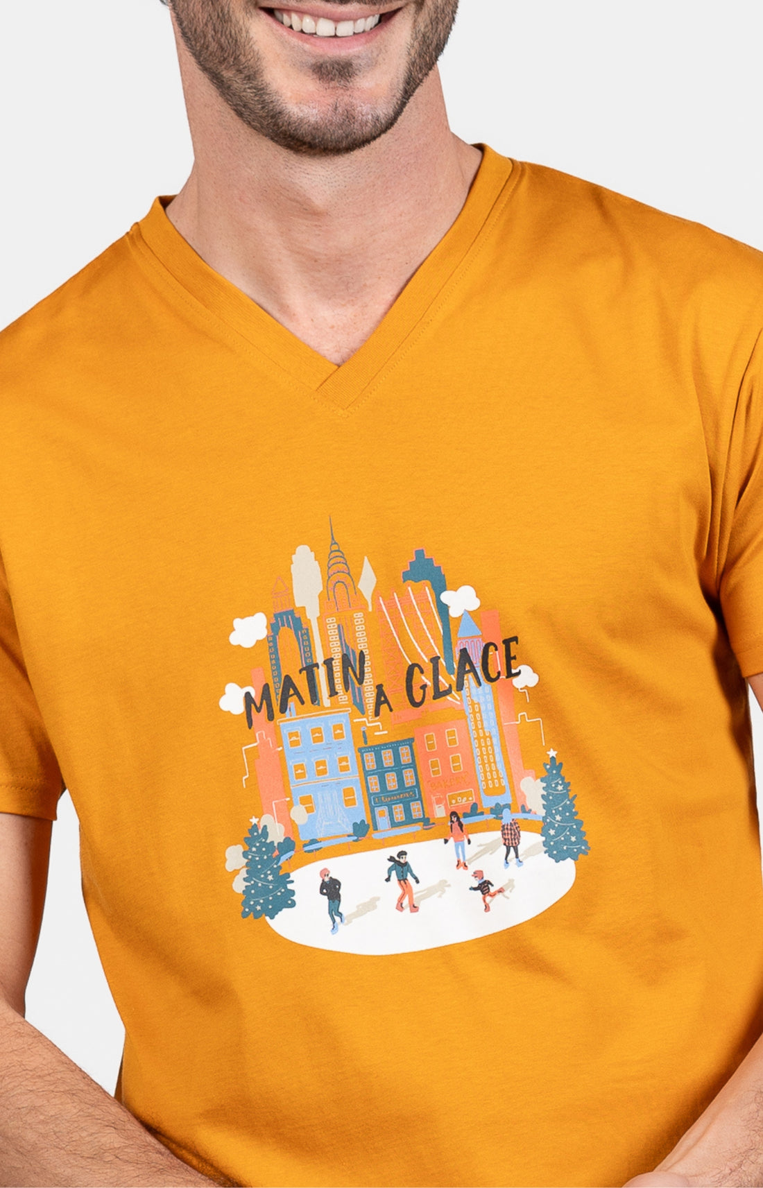 Pyjashort Homme Matin à glace Bleu et Jaune 2