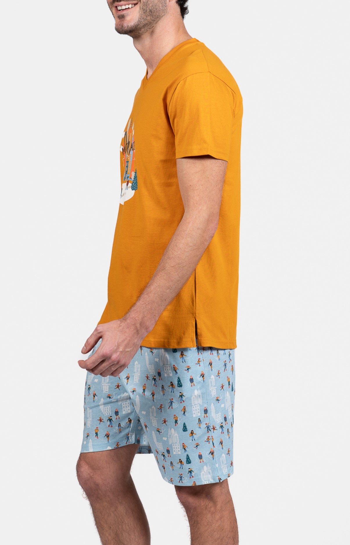 Pyjashort Homme Matin à glace Bleu et Jaune 5