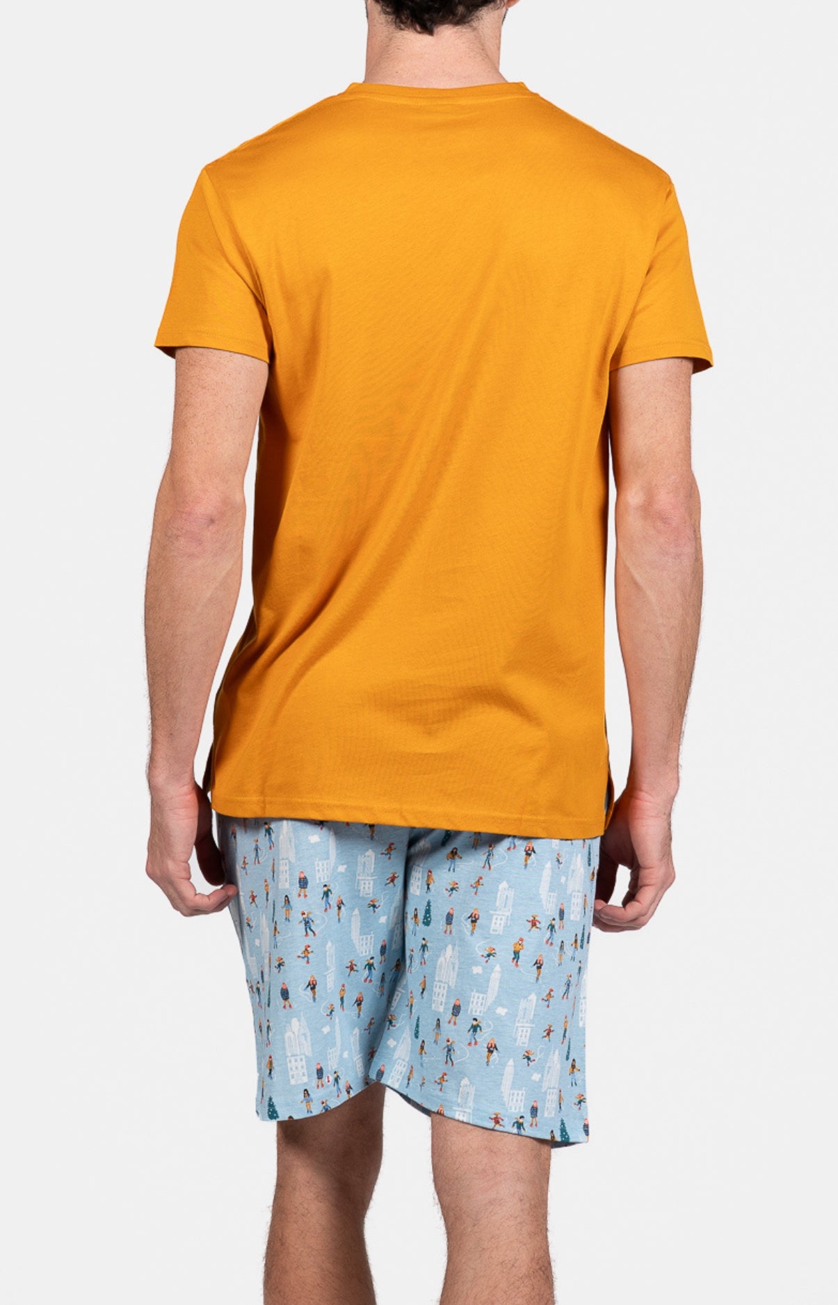 Pyjashort Homme Matin à glace Bleu et Jaune 6