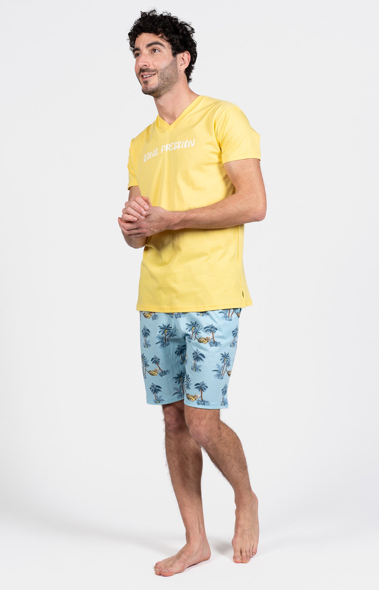 Pyjashort Homme Pas de pression Bleu et Jaune 5