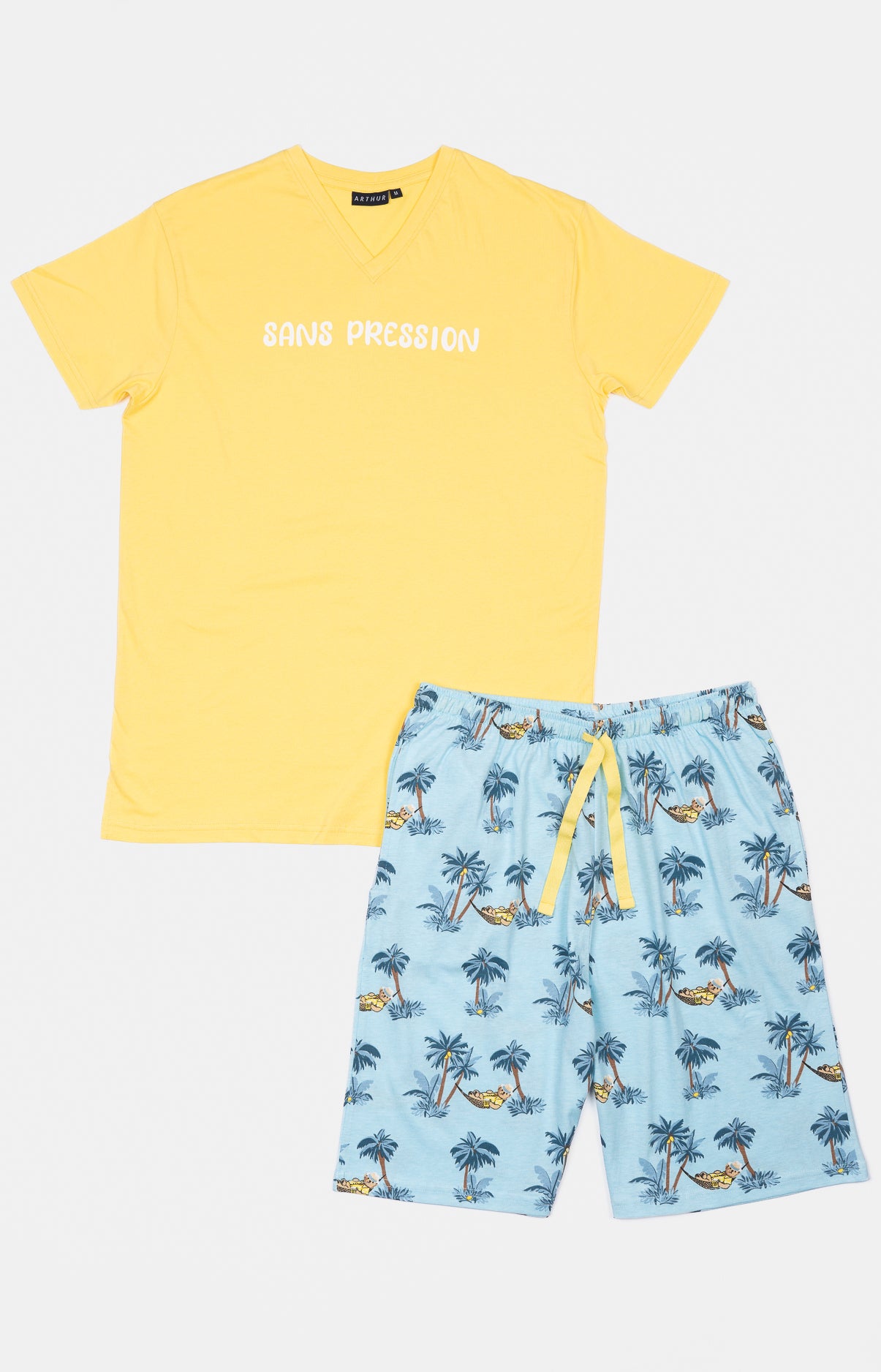 Pyjashort Homme Pas de pression Bleu et Jaune 3