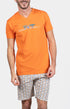 Pyjashort Homme Savane Blanc et Ivoire et Orange 1