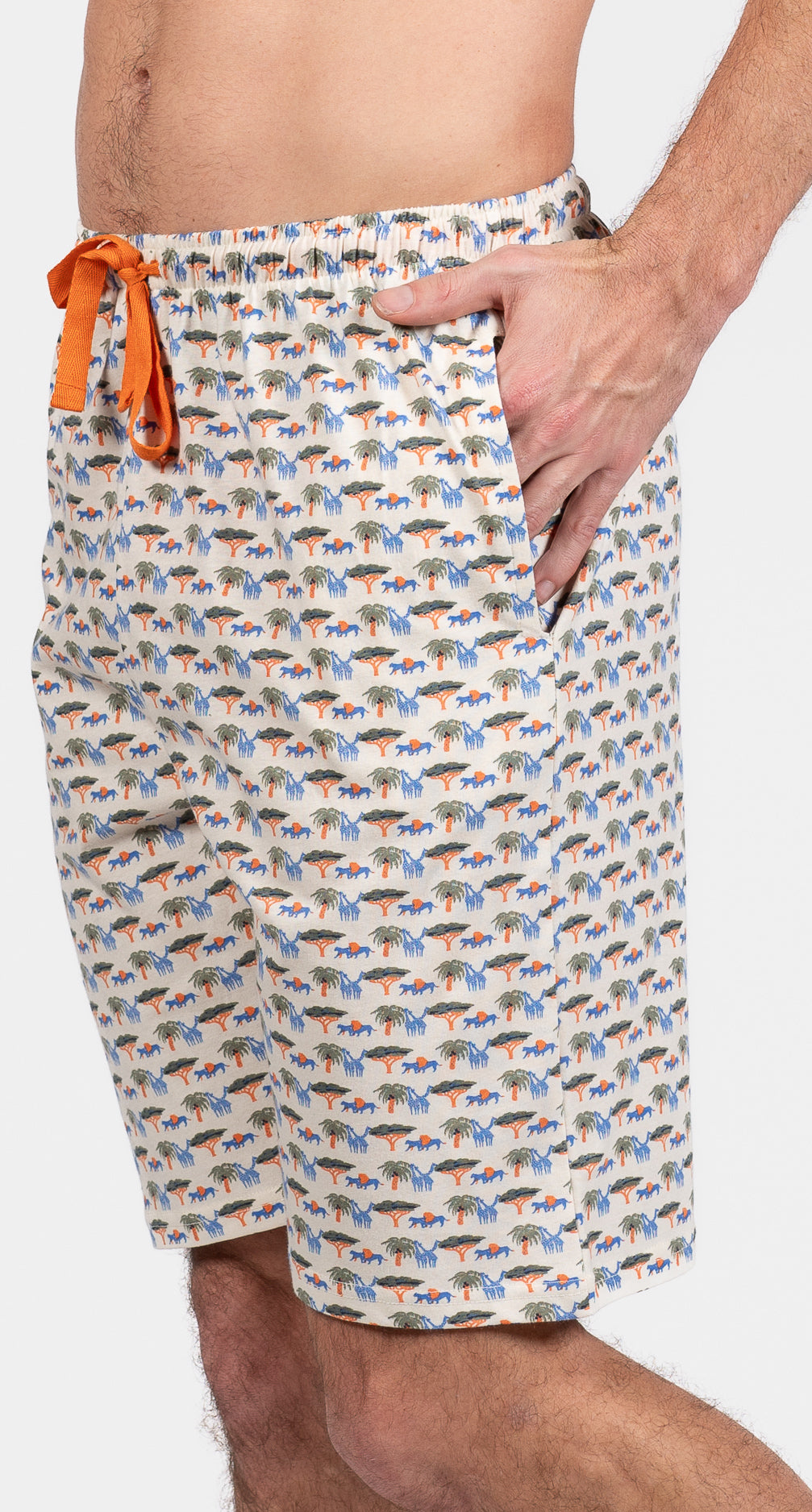 Pyjashort Homme Savane Blanc et Ivoire et Orange 4