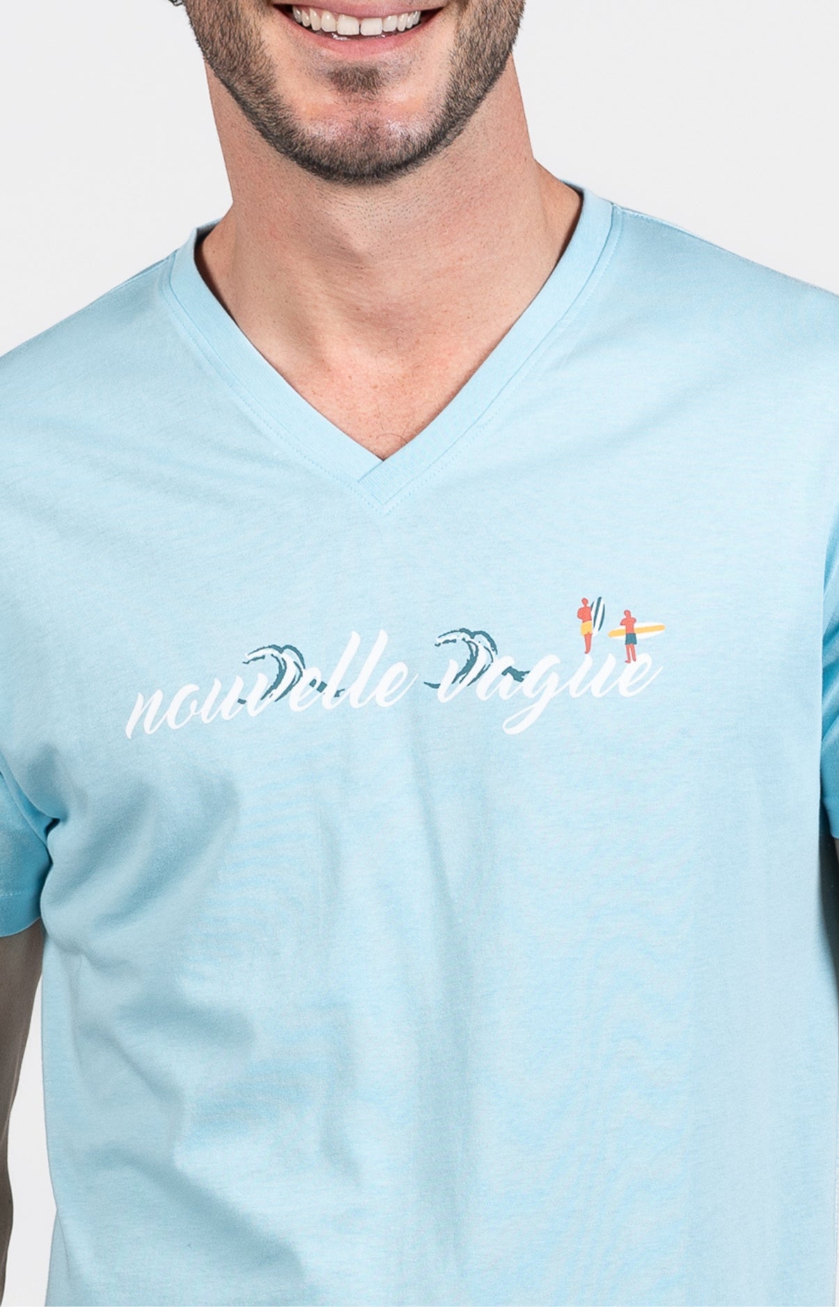 Pyjashort Homme Surf Bleu et Rose 2