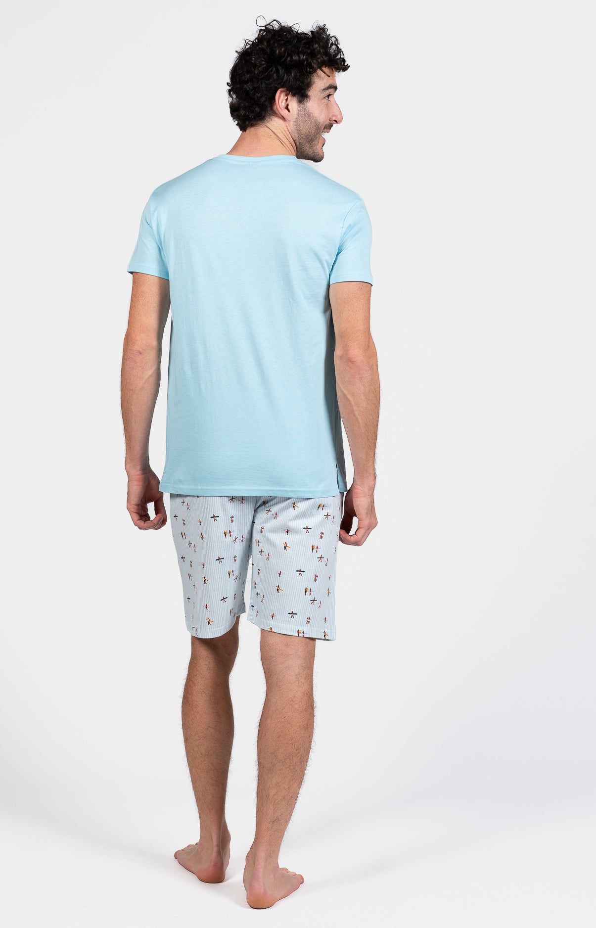 Pyjashort Homme Surf Bleu et Rose 12
