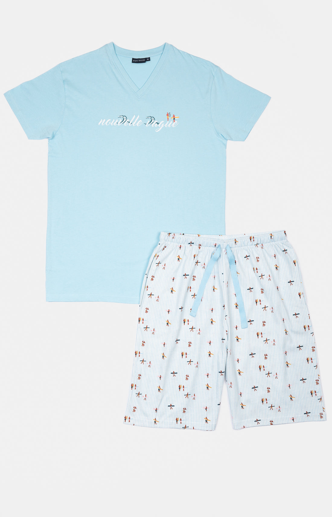 Pyjashort Homme Surf Bleu et Rose 9