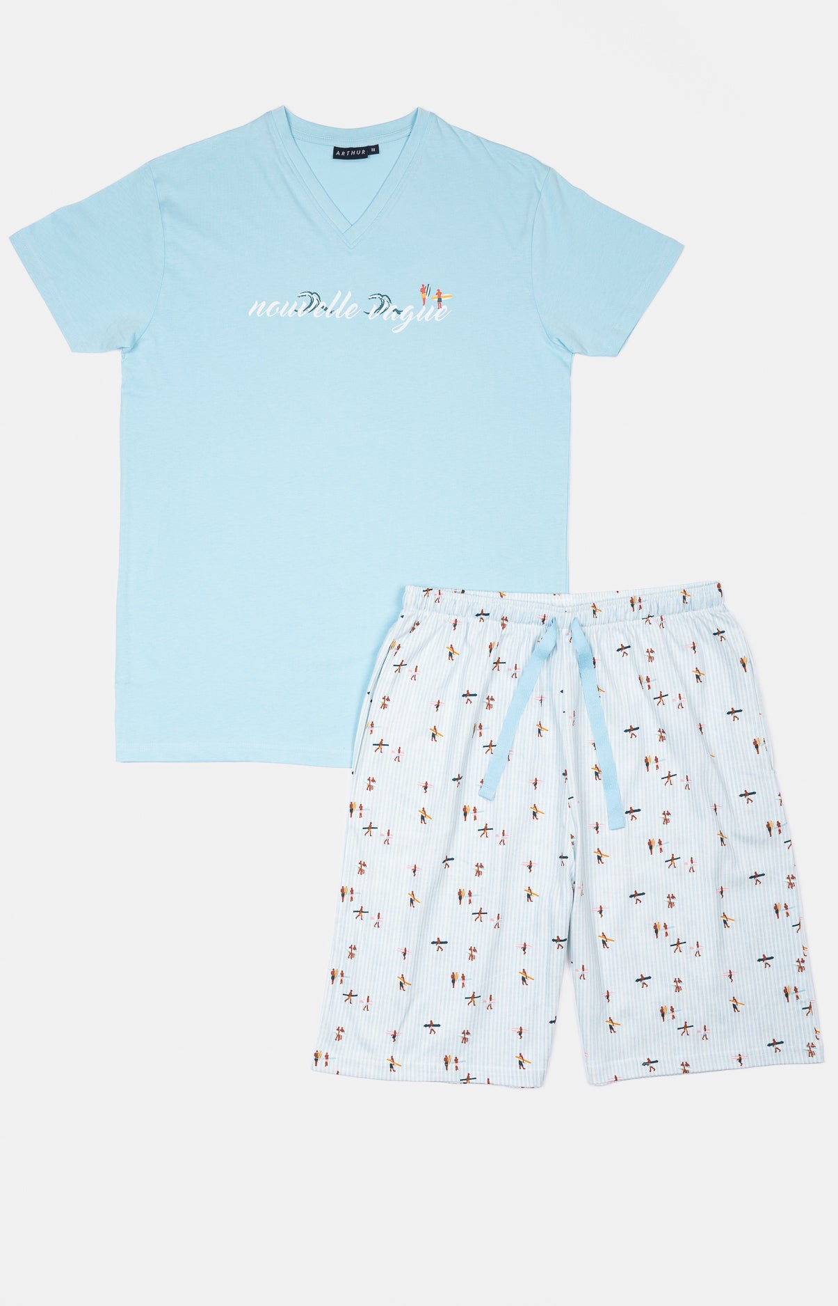 Pyjashort Homme Surf Bleu et Rose 3