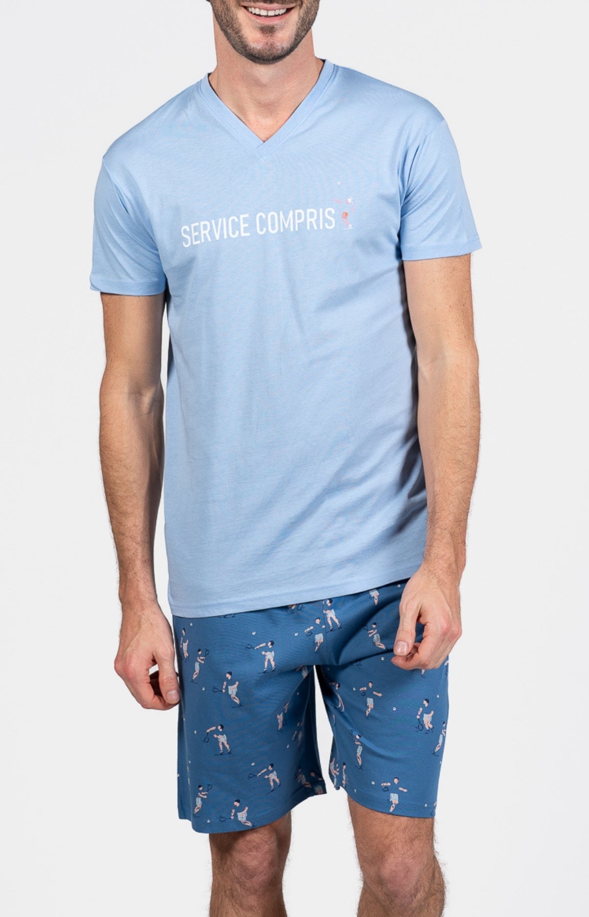 Pyjashort Homme Service Compris Bleu 1