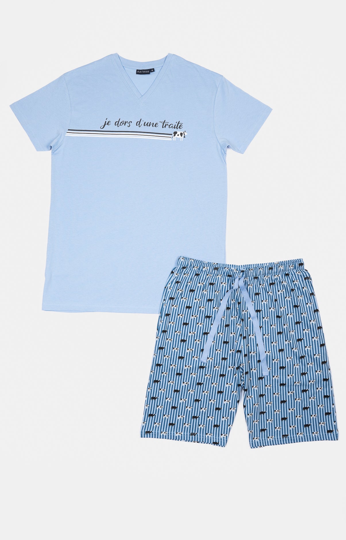 Pyjashort Homme Vache Bleu 3