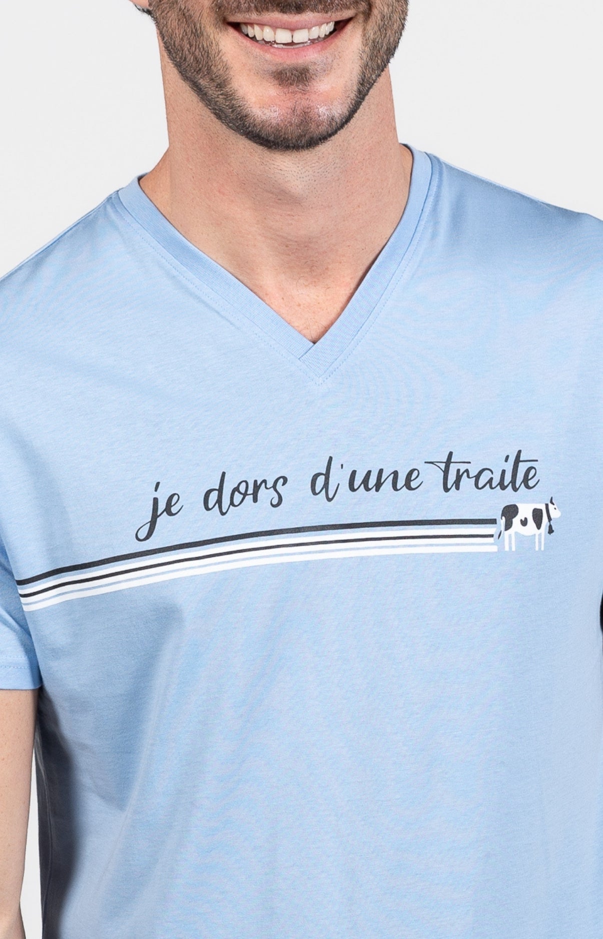 Pyjashort Homme Vache Bleu 2