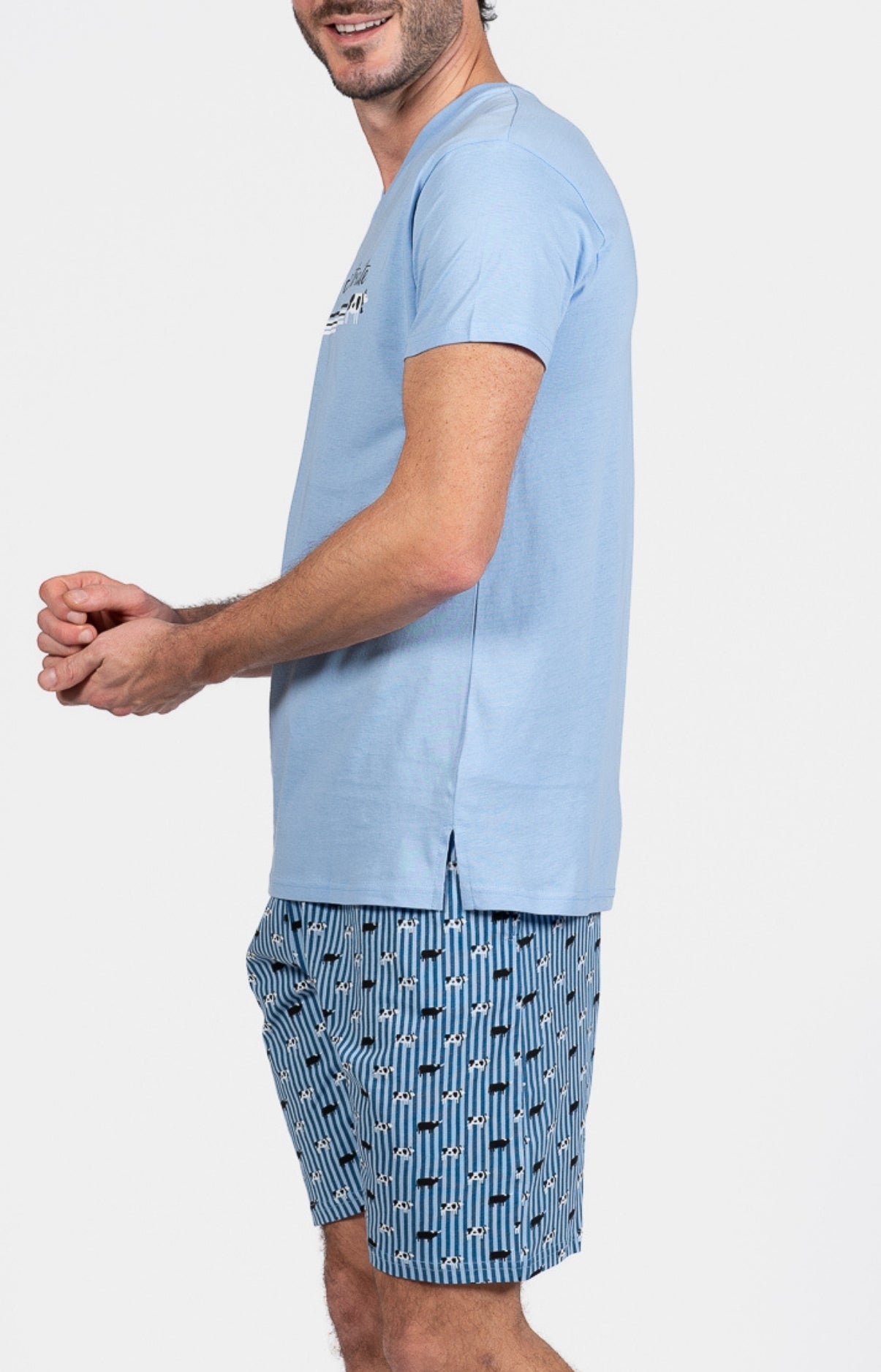 Pyjashort Homme Vache Bleu 5