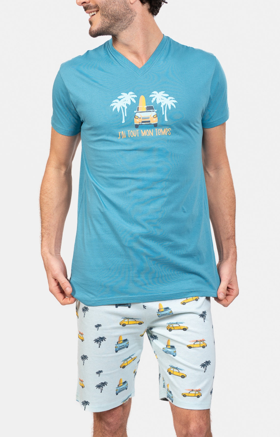 Pyjashort Voiture Bleu Homme 1