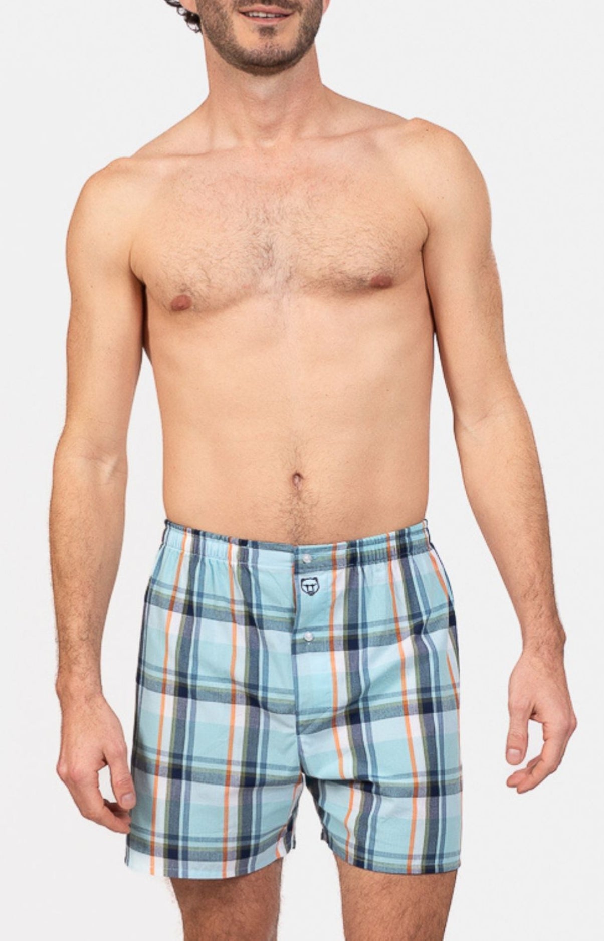 Caleçon classique à carreaux bleu Homme 1