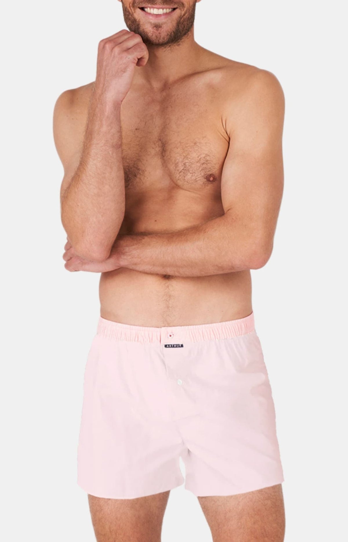 Caleçon homme rose clair uni 2