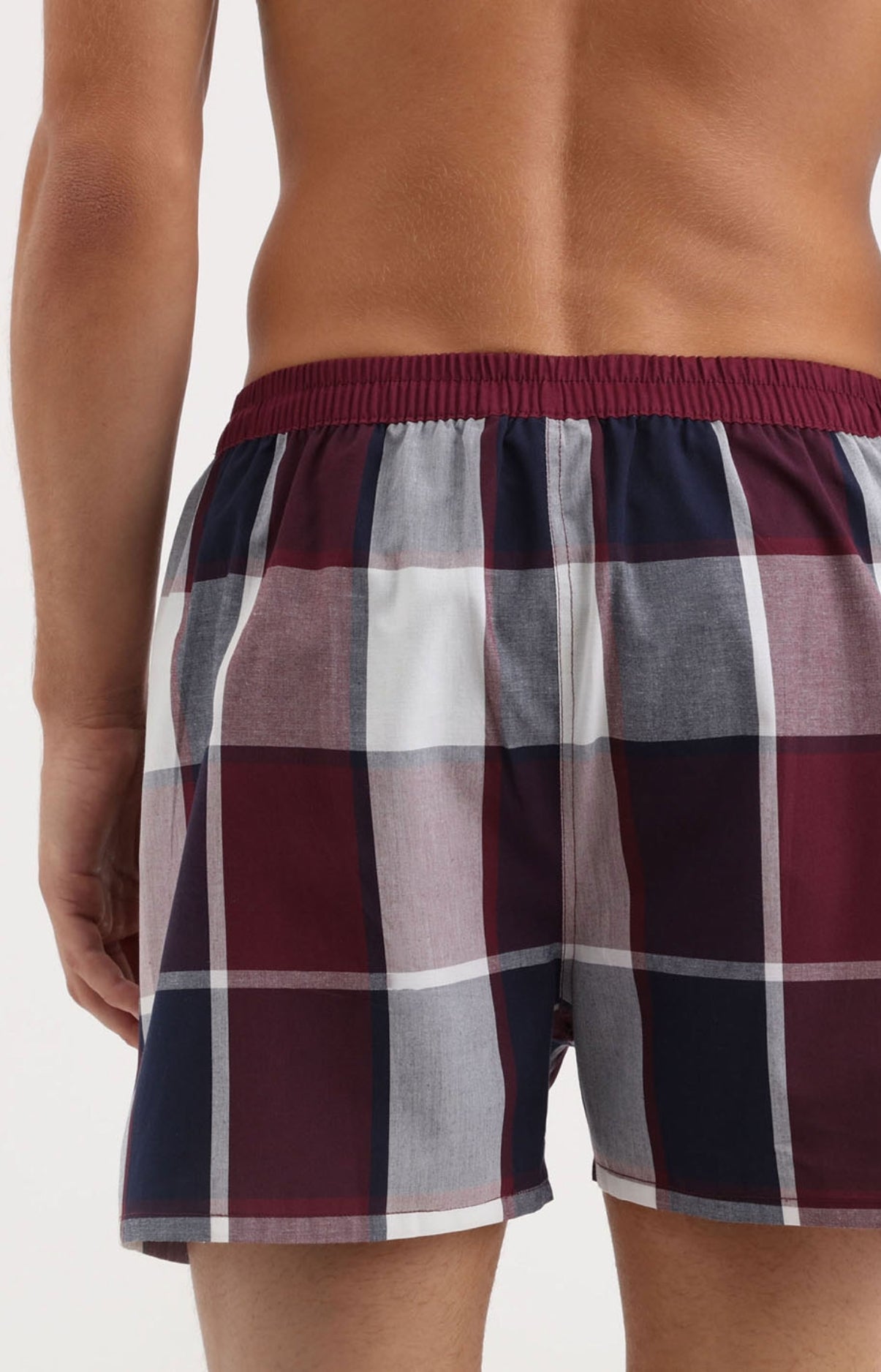 Caleçon homme à carreaux bordeaux et blanc 3