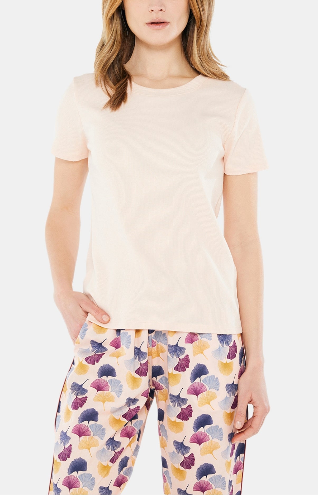 Tee-shirt Femme manches courtes Coton Rose 1
