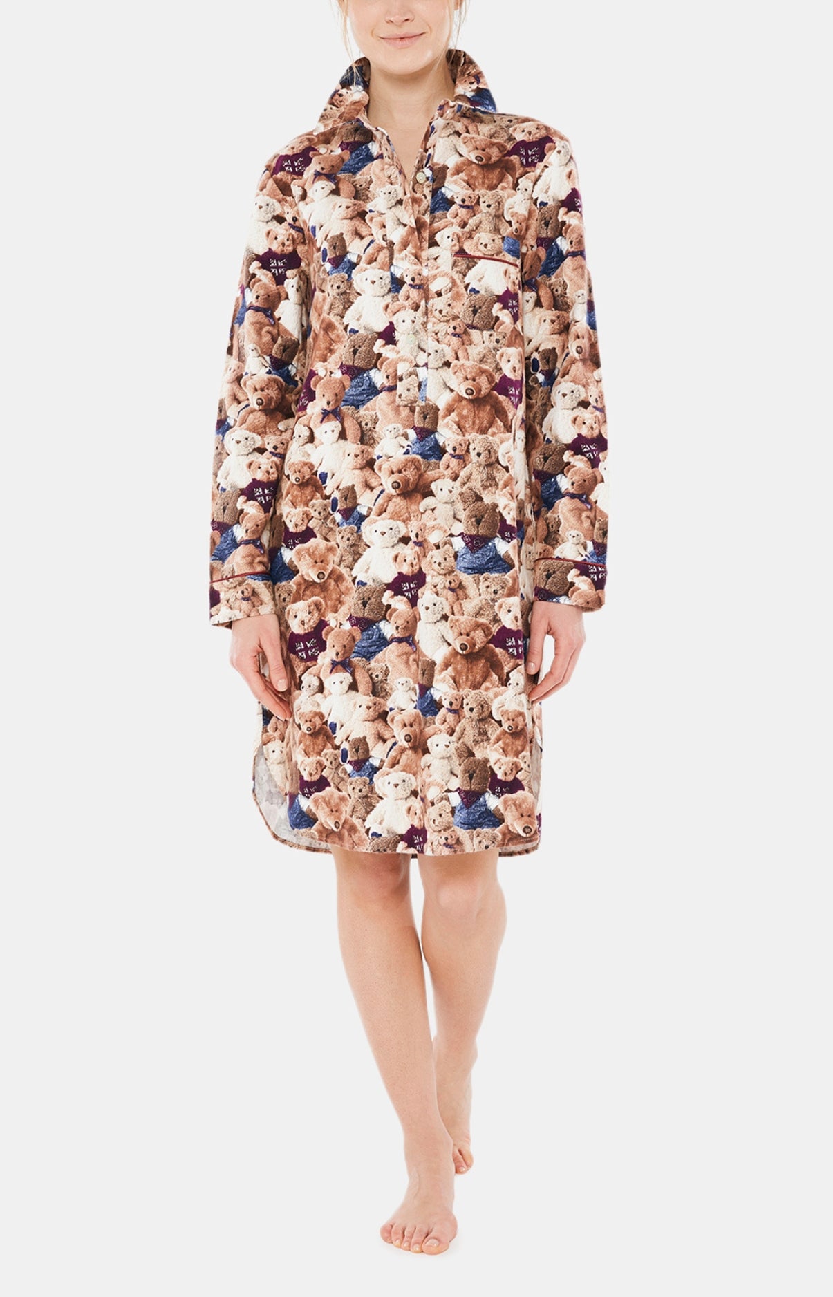Chemise de nuit Grand-Père Femme Teddy Beige et Marron 4
