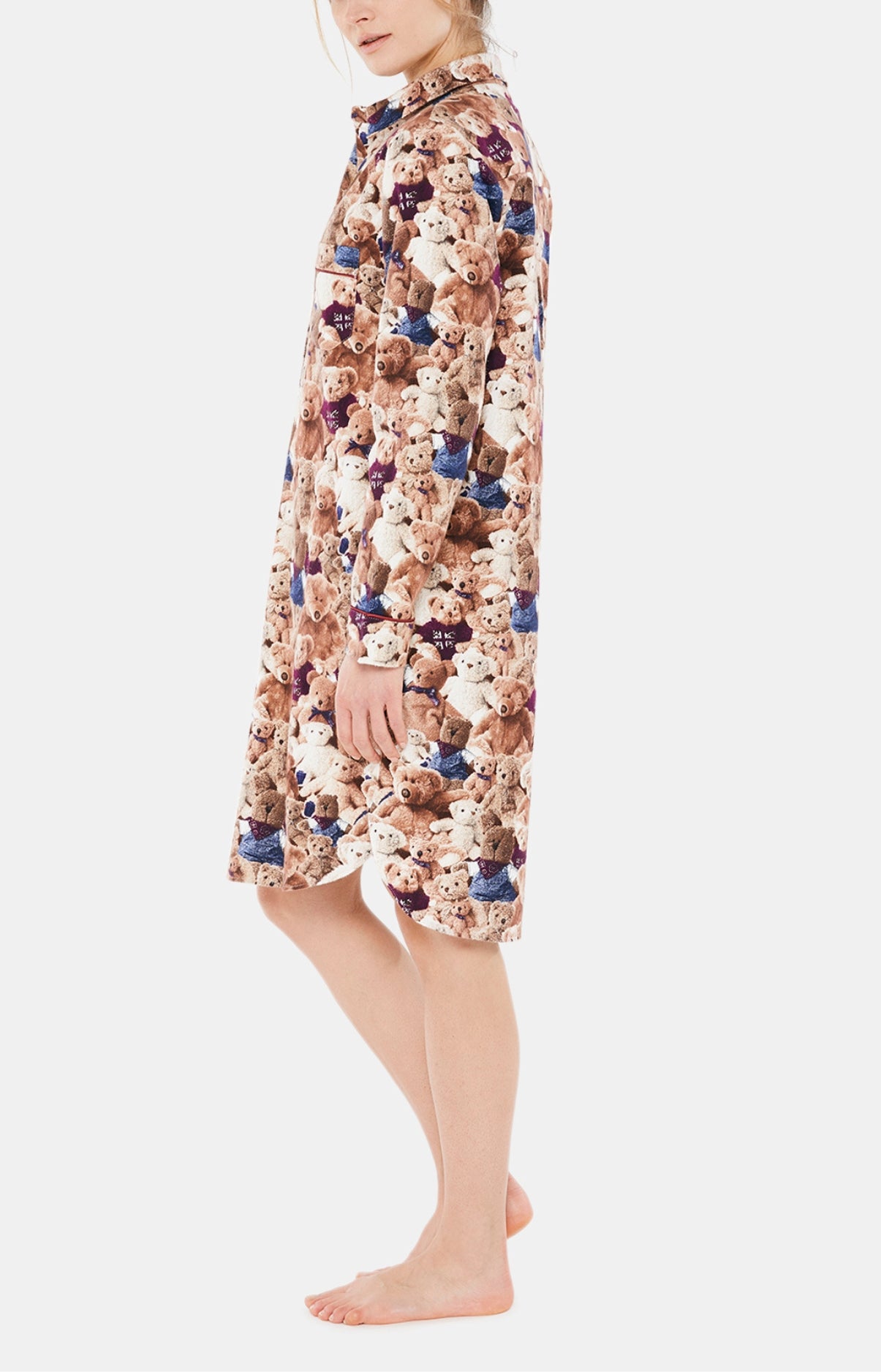 Chemise de nuit Grand-Père Femme Teddy Beige et Marron 5
