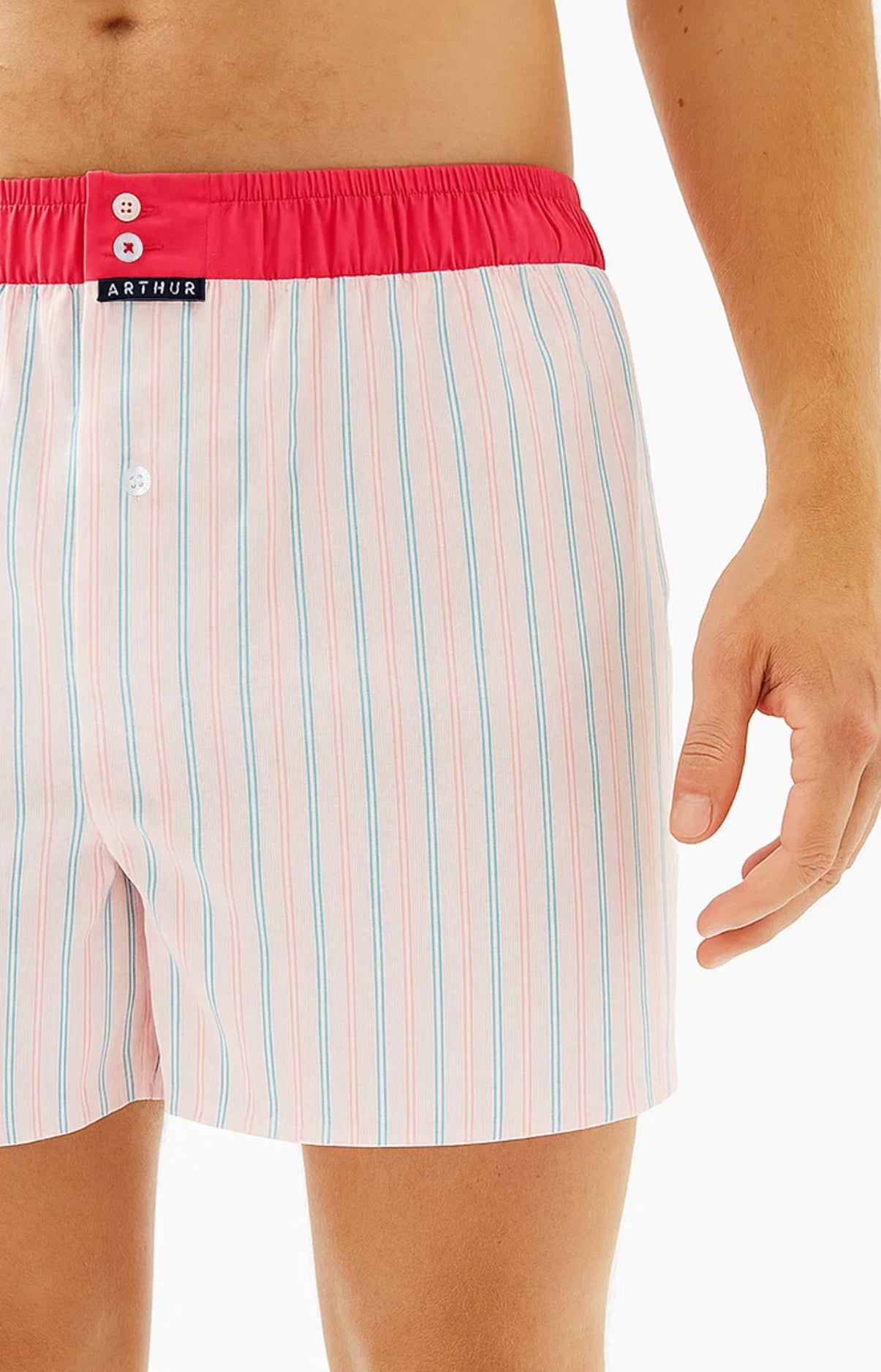 Caleçon avec suspensoir Le Club n°1156 Rayures bleu et rose 1