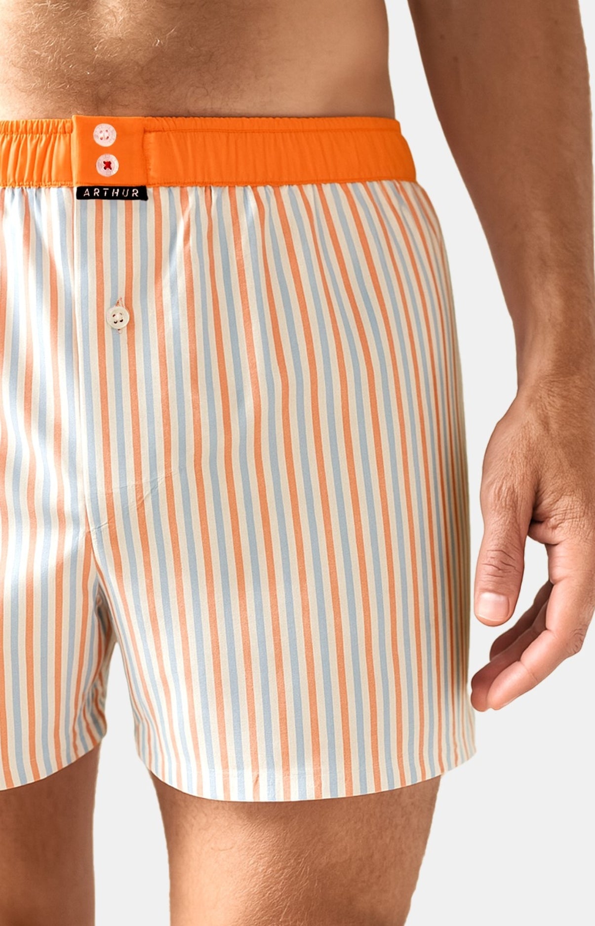 Caleçon avec suspensoir Le Club n°1168 Rayures bleu et orange 1