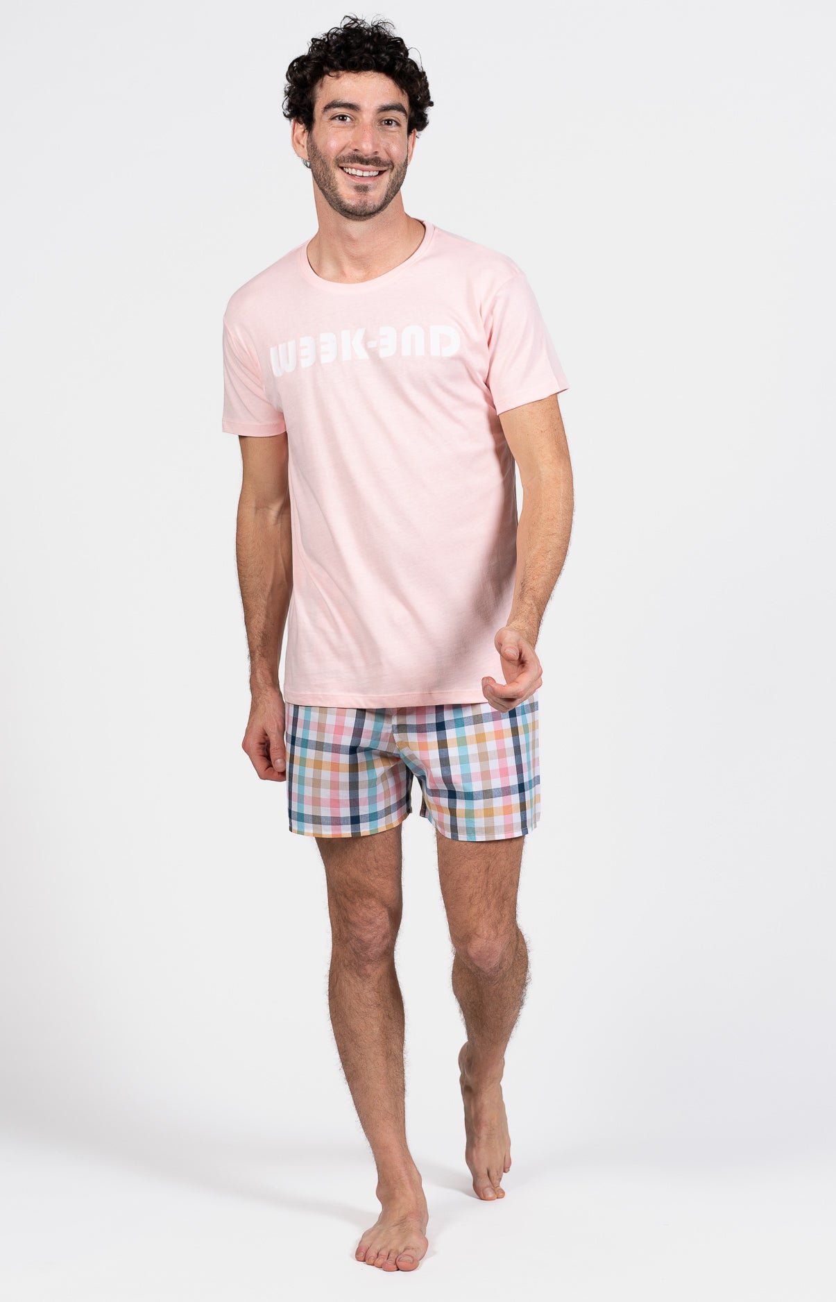 Pyjama court Pyjaméricain Homme Criston Rose et Multicolore 1