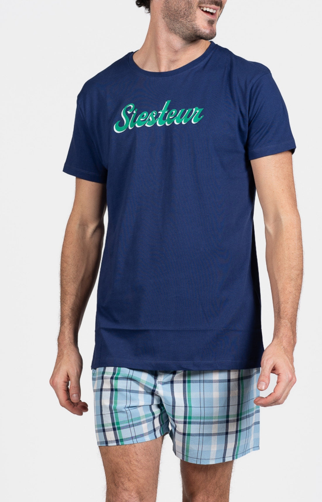 Pyjama court Pyjaméricain Homme Hugh Bleu et Marine 1