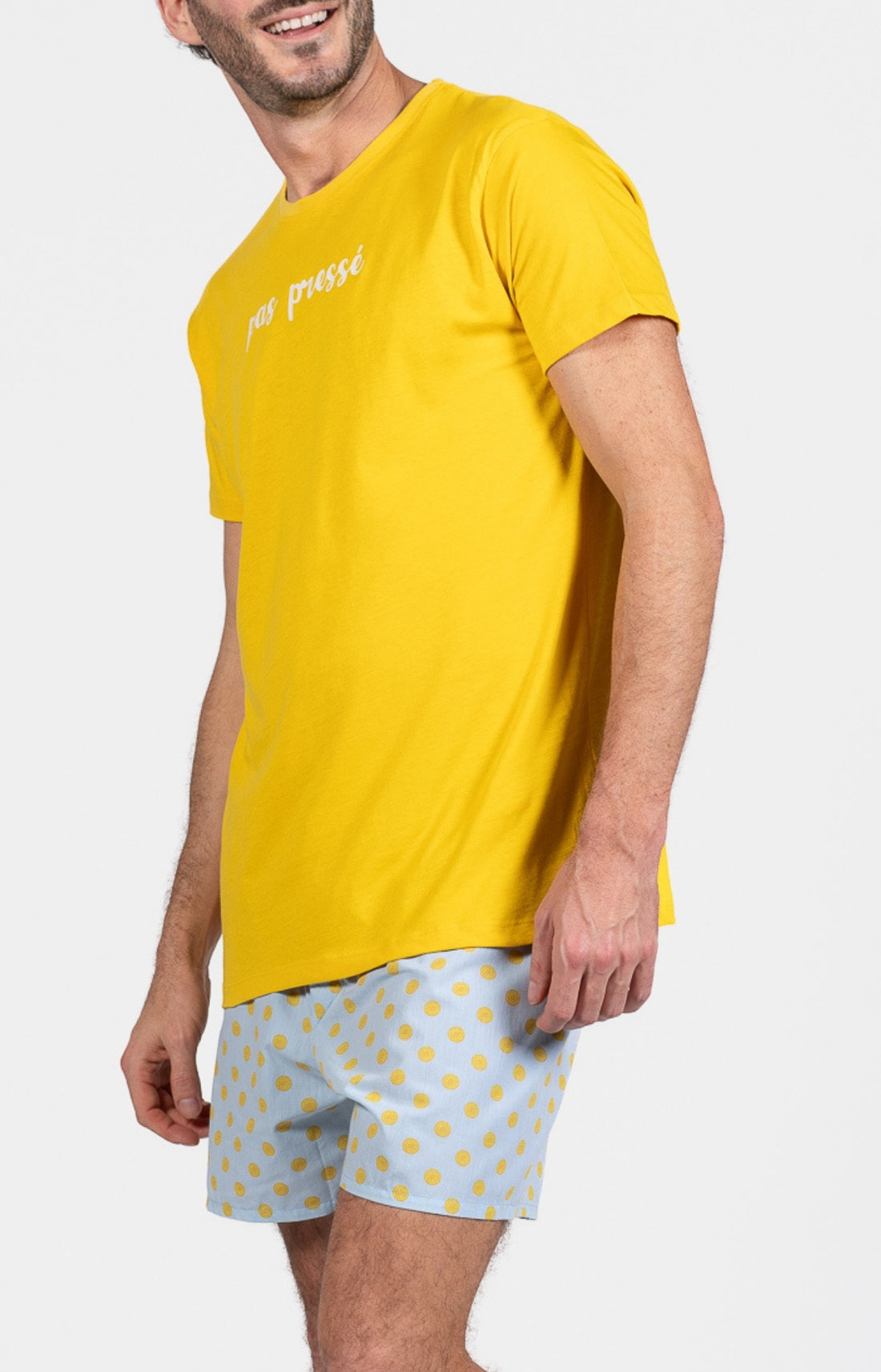 Pyjama court Pyjaméricain Homme Lemon Bleu et Jaune 1