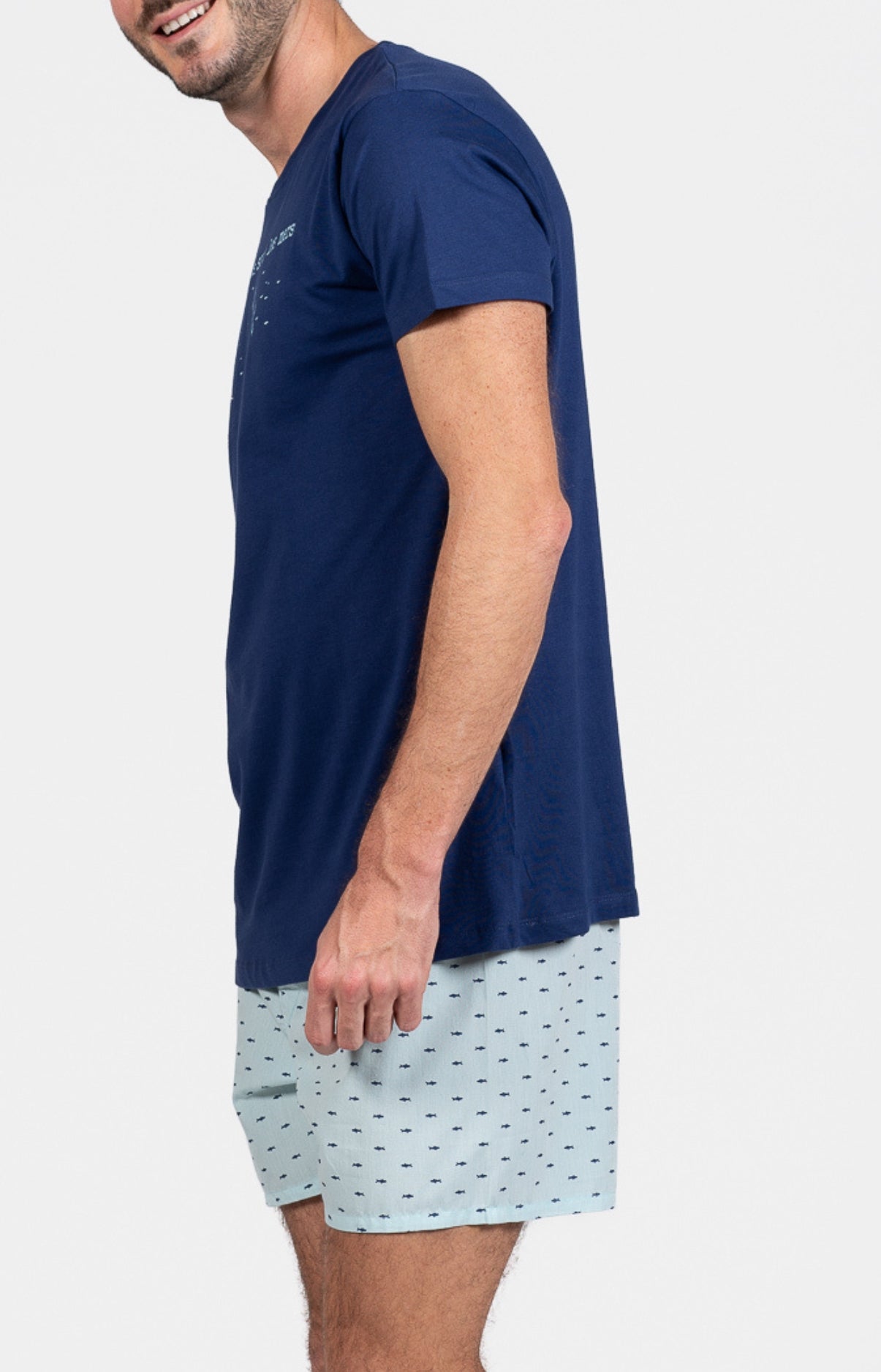 Pyjama court Pyjaméricain Homme Requin Bleu et Marine 4
