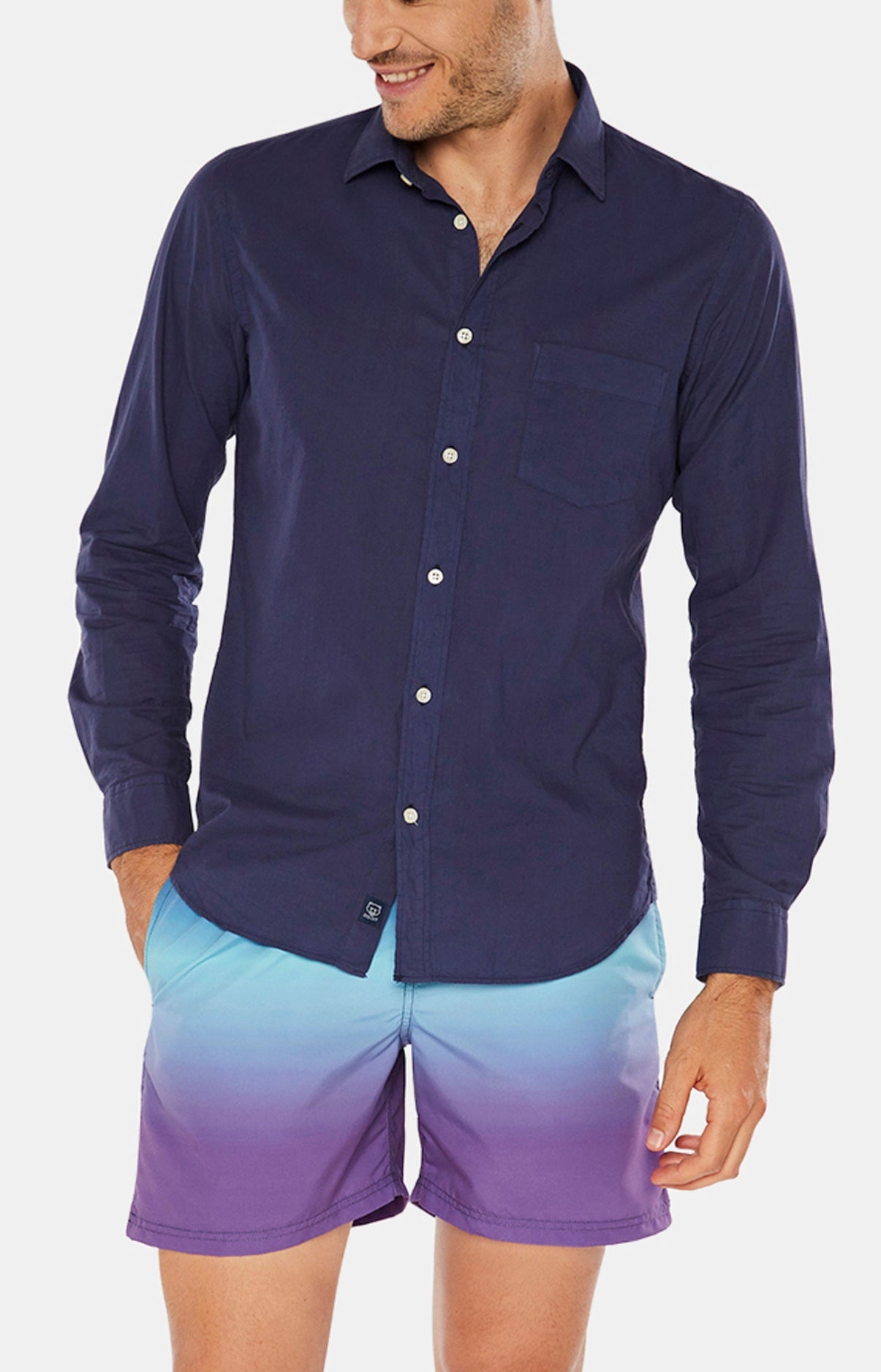 Chemise Homme Voile de Coton Bleu 11