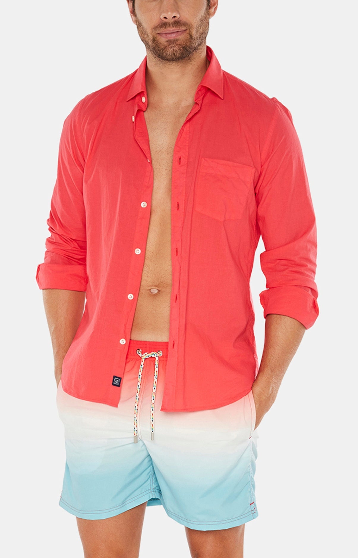 Chemise Homme Voile de Coton Bleu 17
