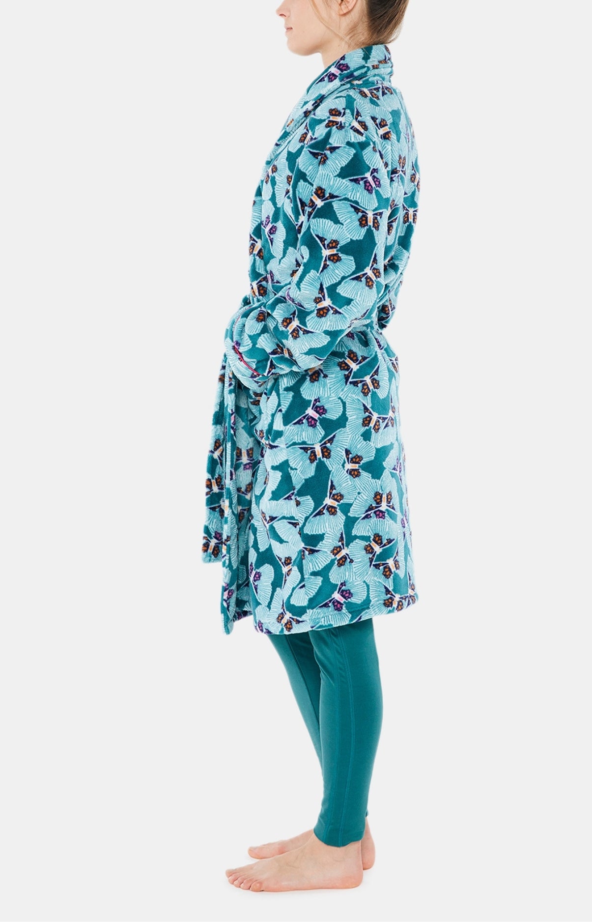 Robe de Chambre Femme Polaire Papillon Vert 2