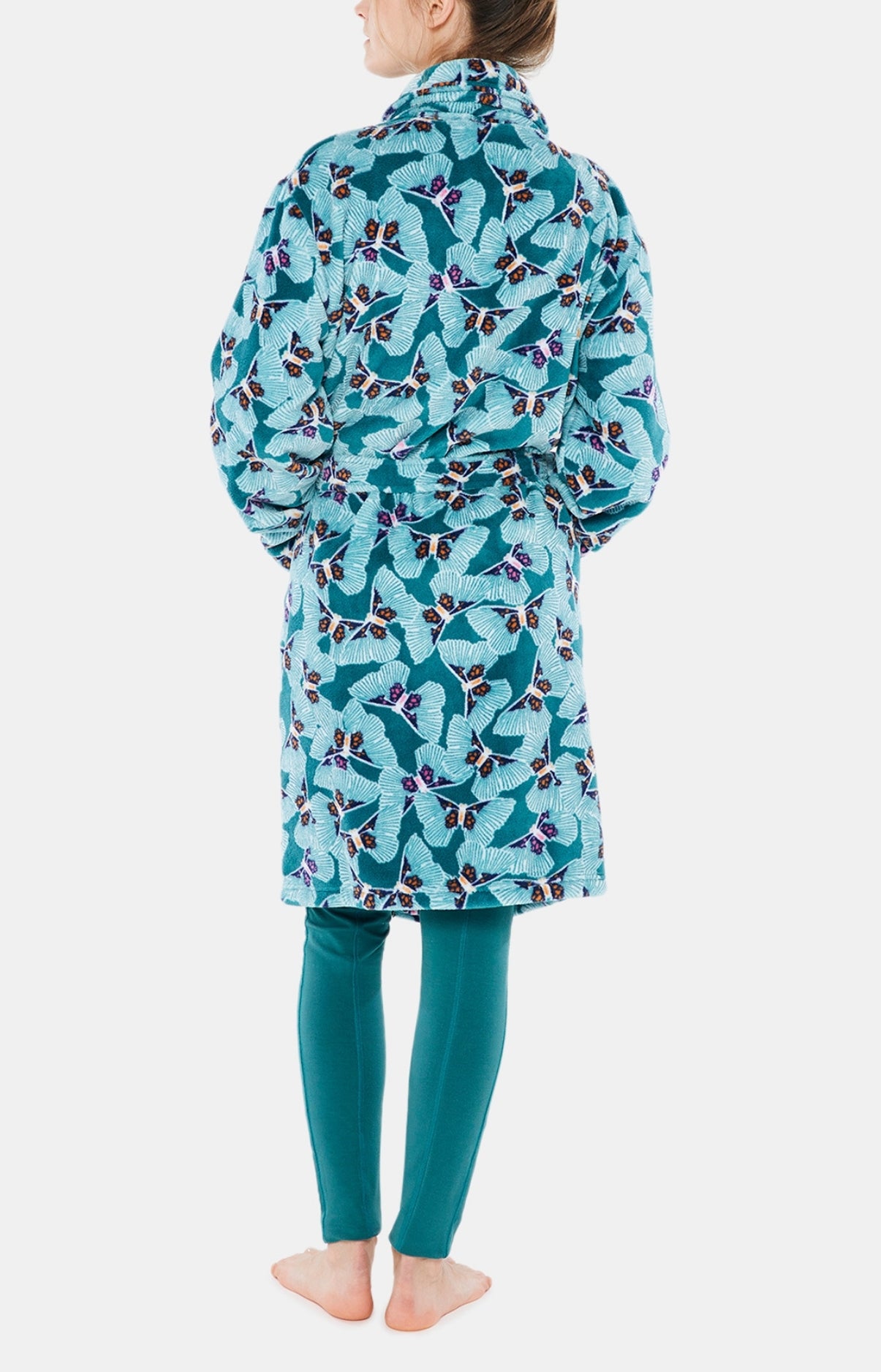 Robe de Chambre Femme Polaire Papillon Vert 4