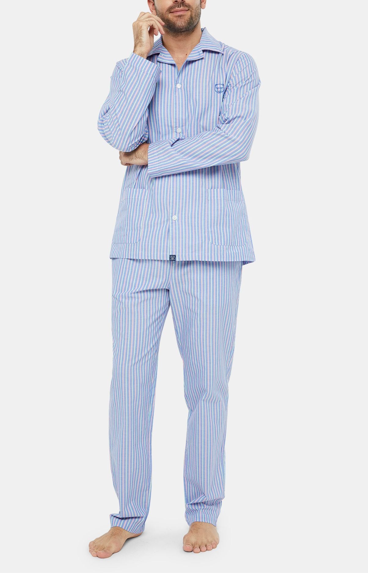 Pyjama long boutonné Homme Riverside Multicolore 1