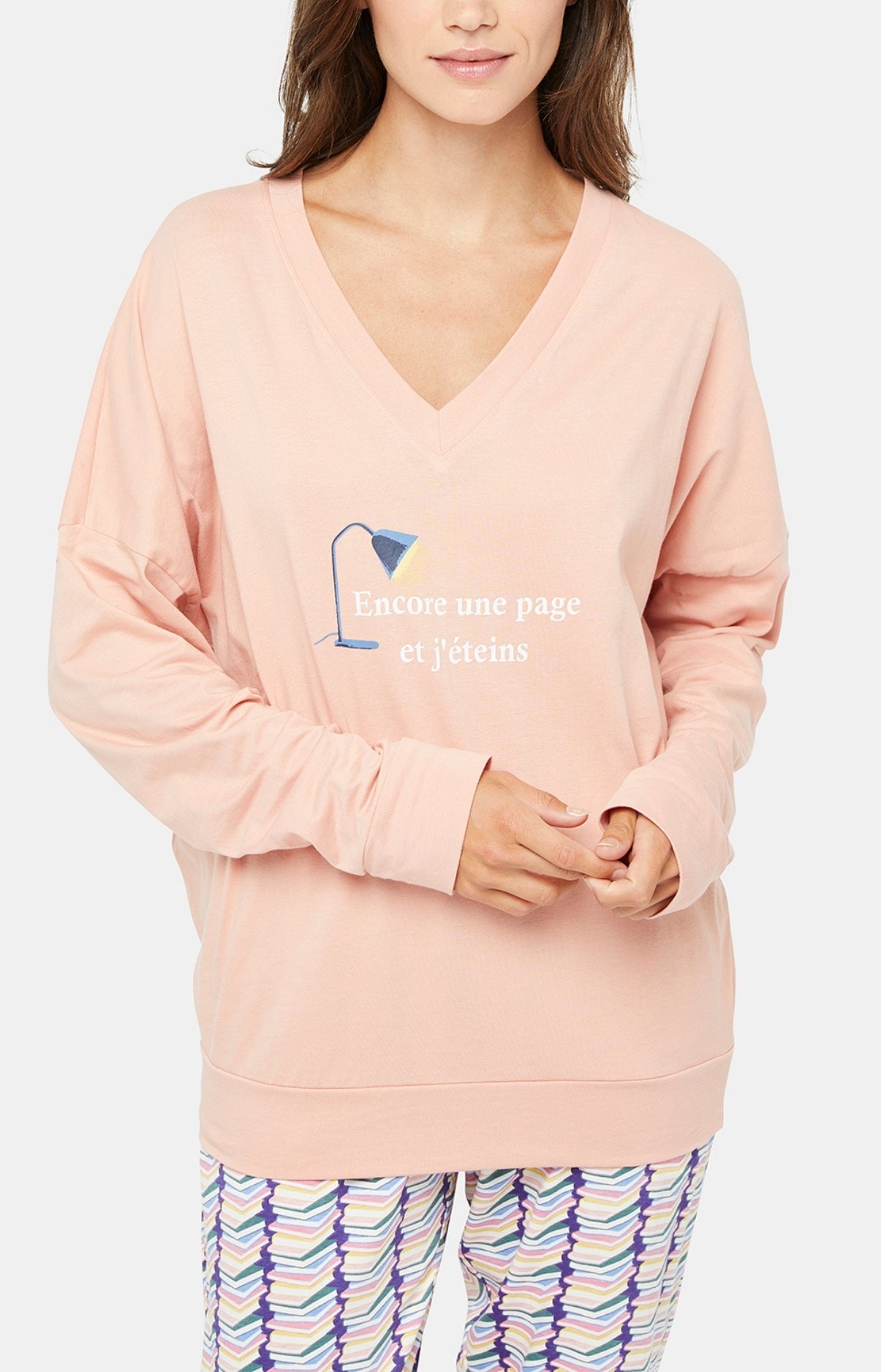 Pyjama long Femme Bouquins Rose 2