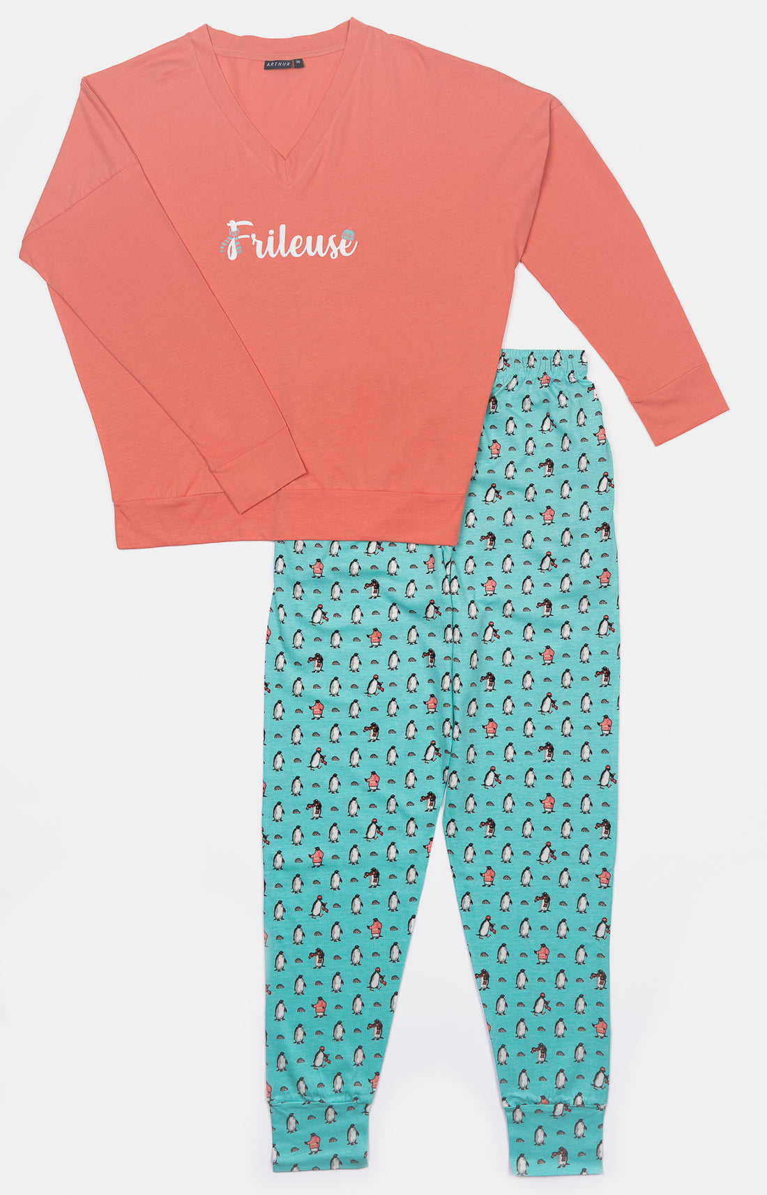 Pyjama long Enfant Frileuse Bleu et Rose 3