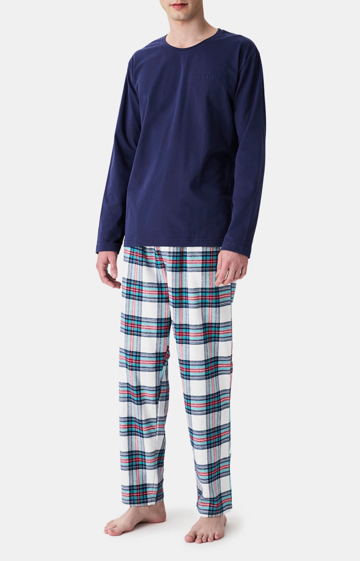 Pyjama marine logan tartan Homme 1
