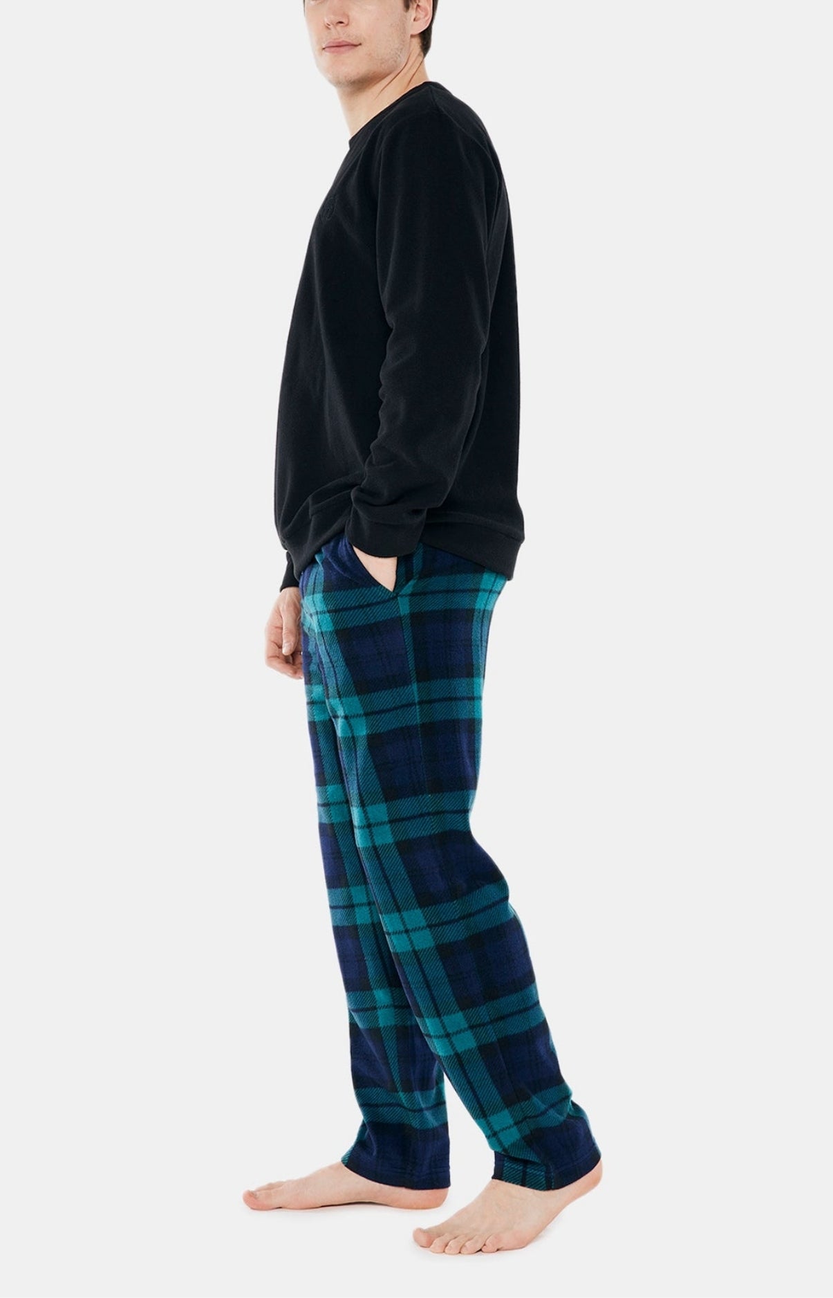 Pyjama long Homme Polaire Bill Noir et Vert 2