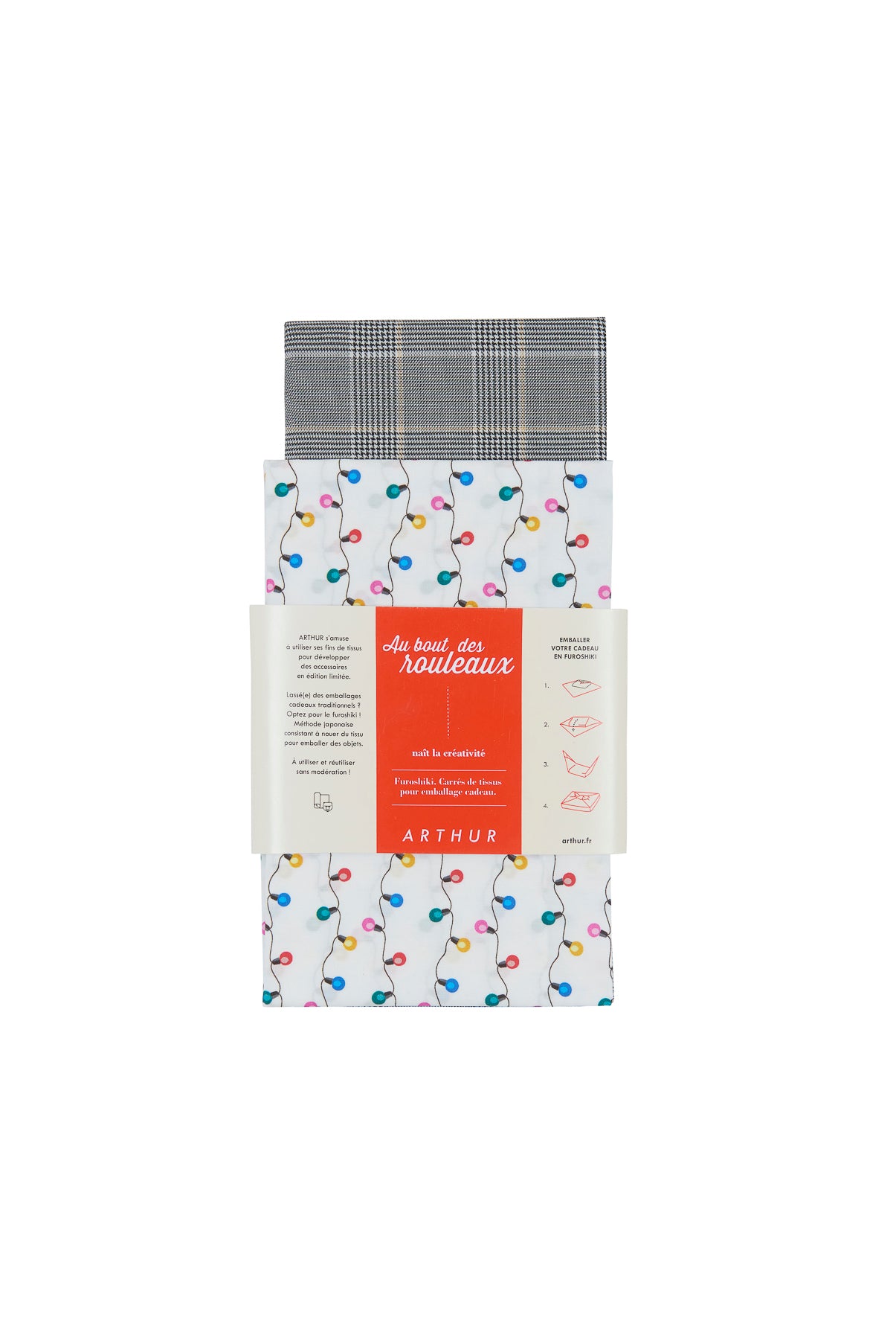 Furoshiki Accessoire Ampoules & Carreaux Blanc et Ivoire 2
