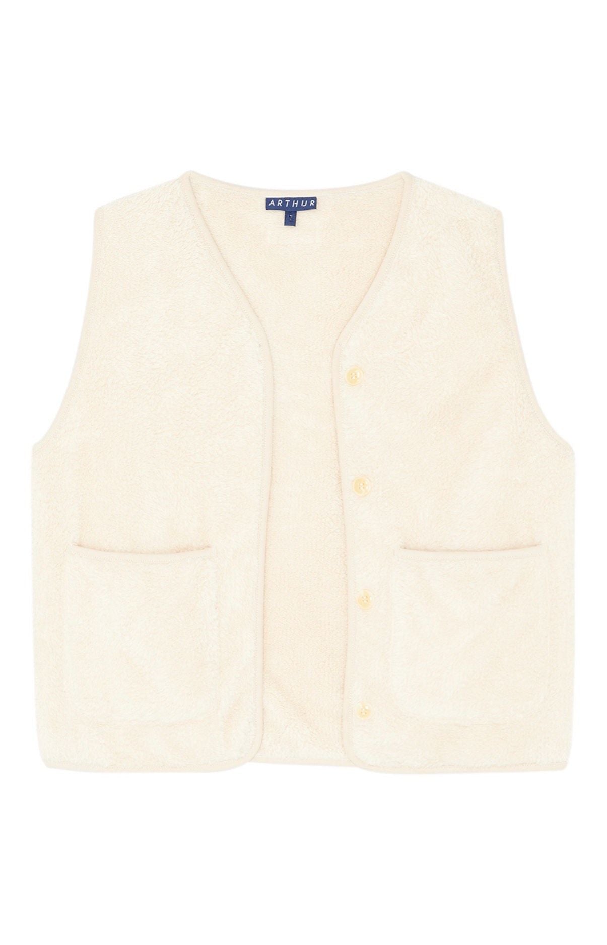 Veste Femme sans manches Polaire Blanc et Ivoire 3