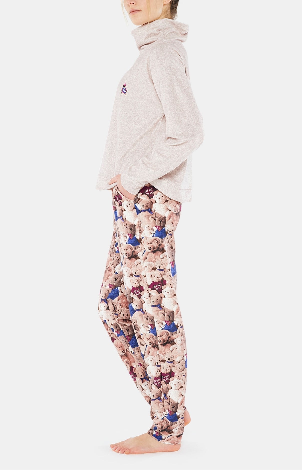 Pyjama long Femme Teddy Beige et Marron 15