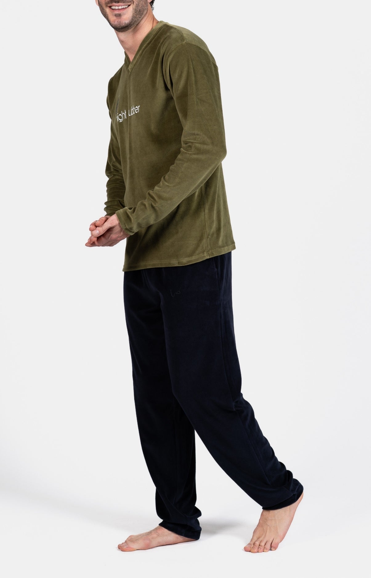 Pyjama long Night clubber Noir et Kaki 5