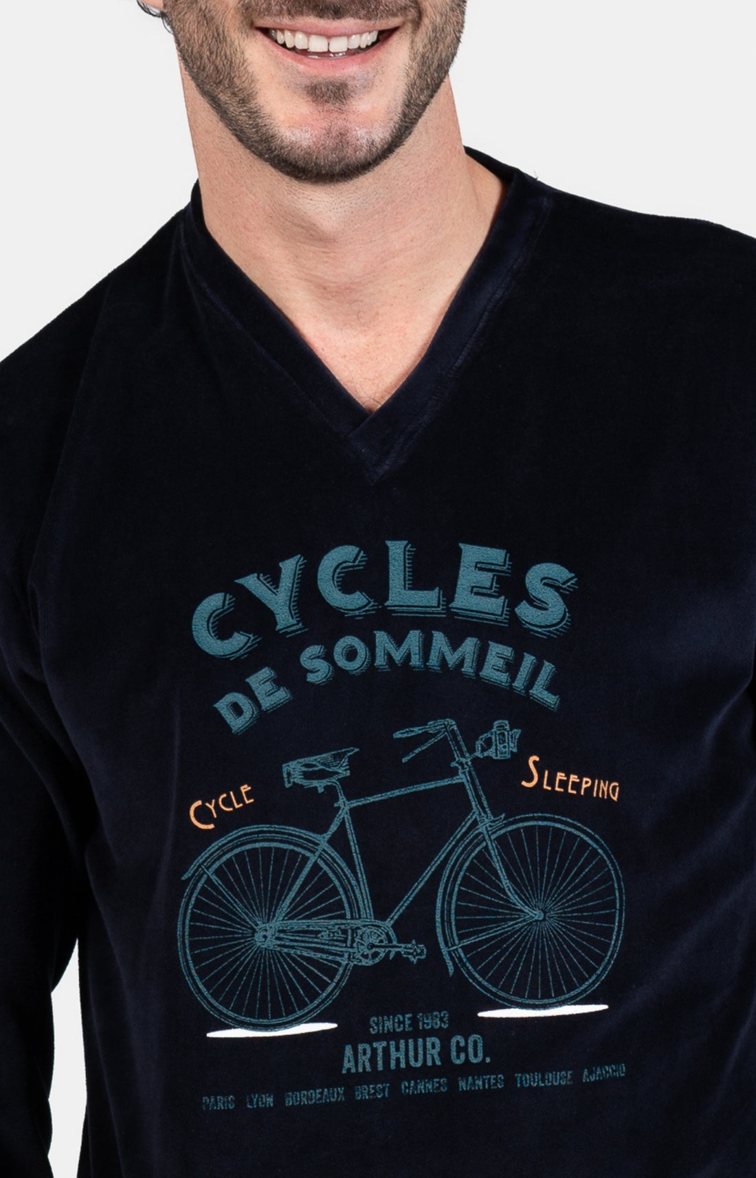 Pyjama long Femme Cycliste Vert et Marine 2