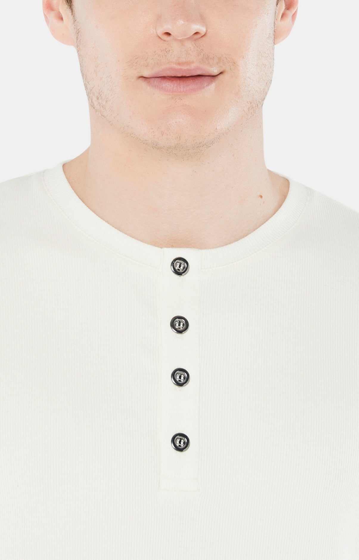 Tee-shirt Homme manches Longues Coton Blanc et Ivoire 2